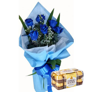 Blue Roses & Ferrero Rocher T16 Chocolates